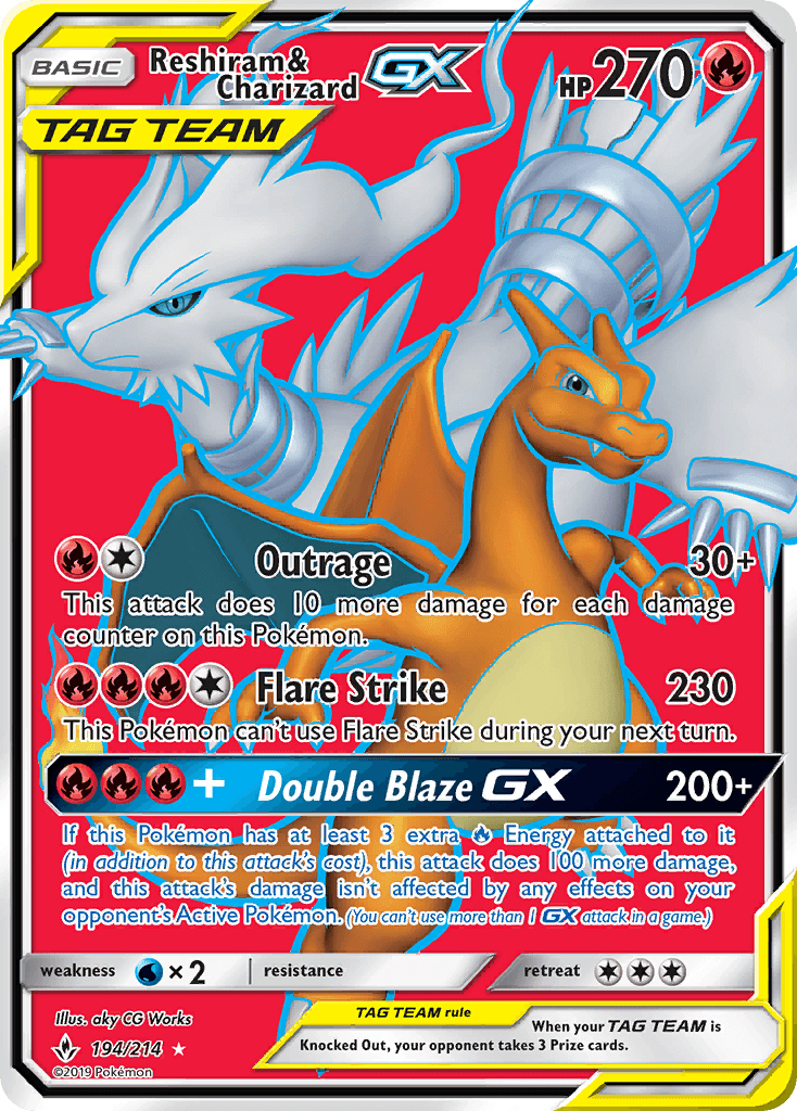 Reshiram & Charizard-GX — Unbroken Bonds #194