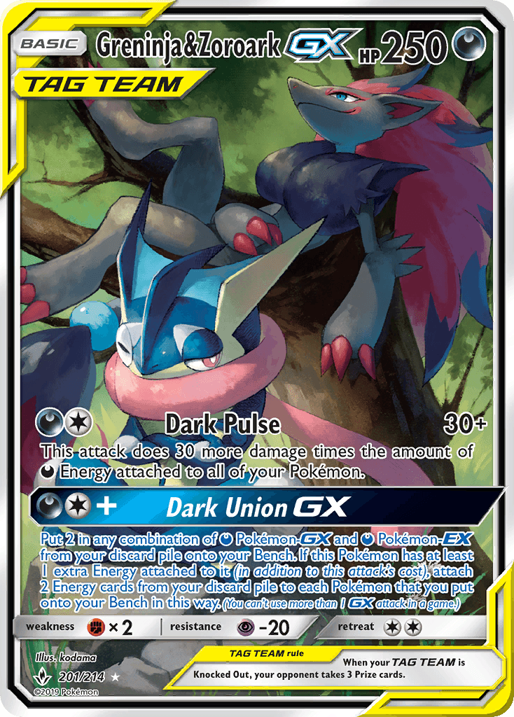 Greninja & Zoroark-GX — Unbroken Bonds #201
