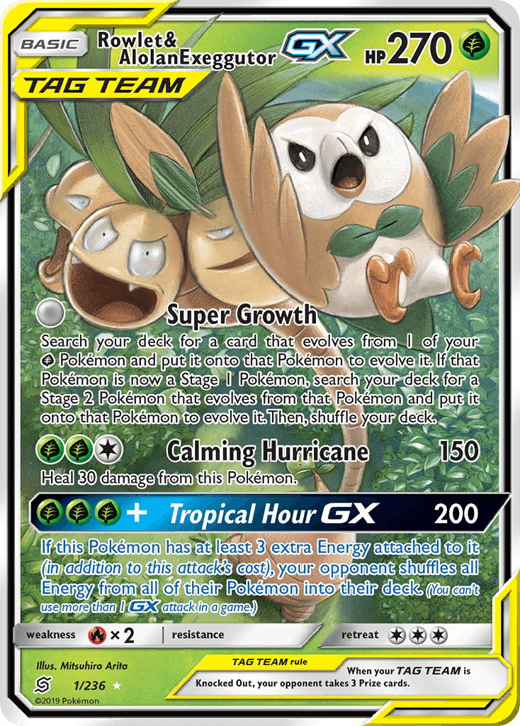 Rowlet & Alolan Exeggutor-GX — Unified Minds #1