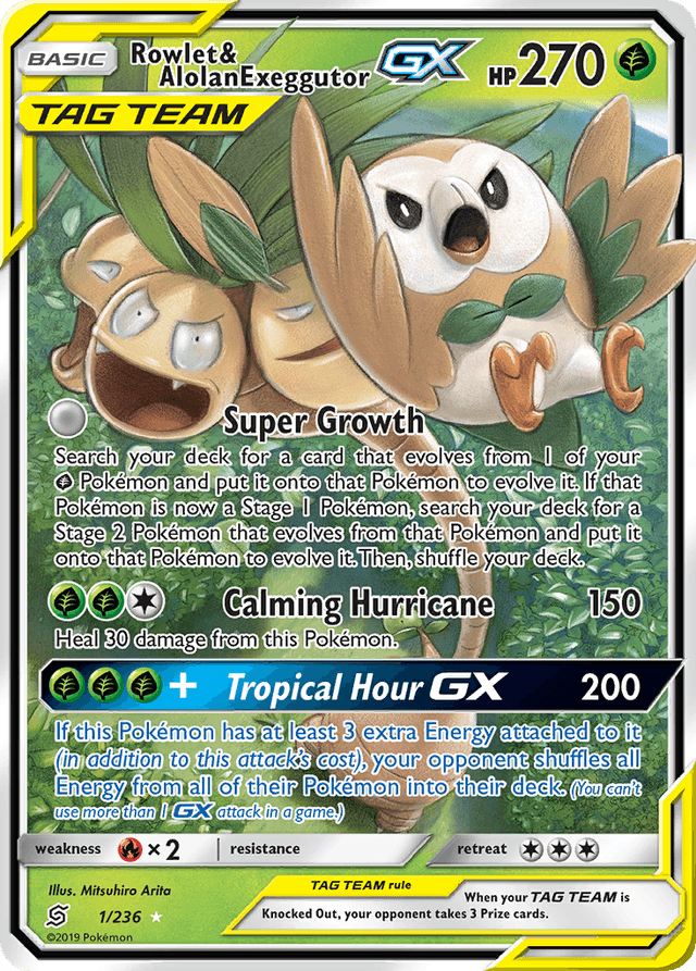 Rowlet & Alolan Exeggutor-GX — Unified Minds #1