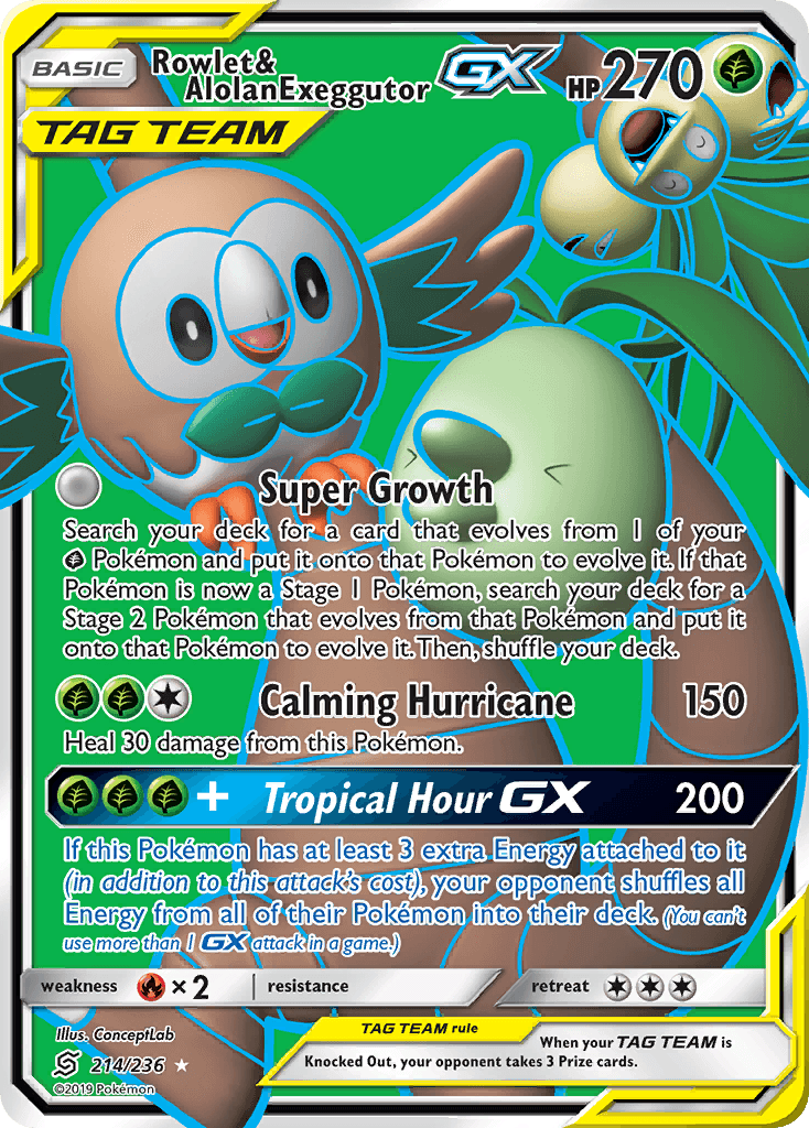 Rowlet & Alolan Exeggutor-GX — Unified Minds #214