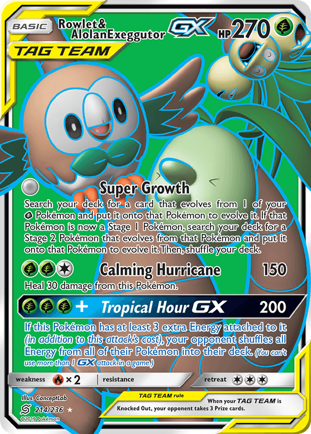 Rowlet & Alolan Exeggutor-GX — Unified Minds #214