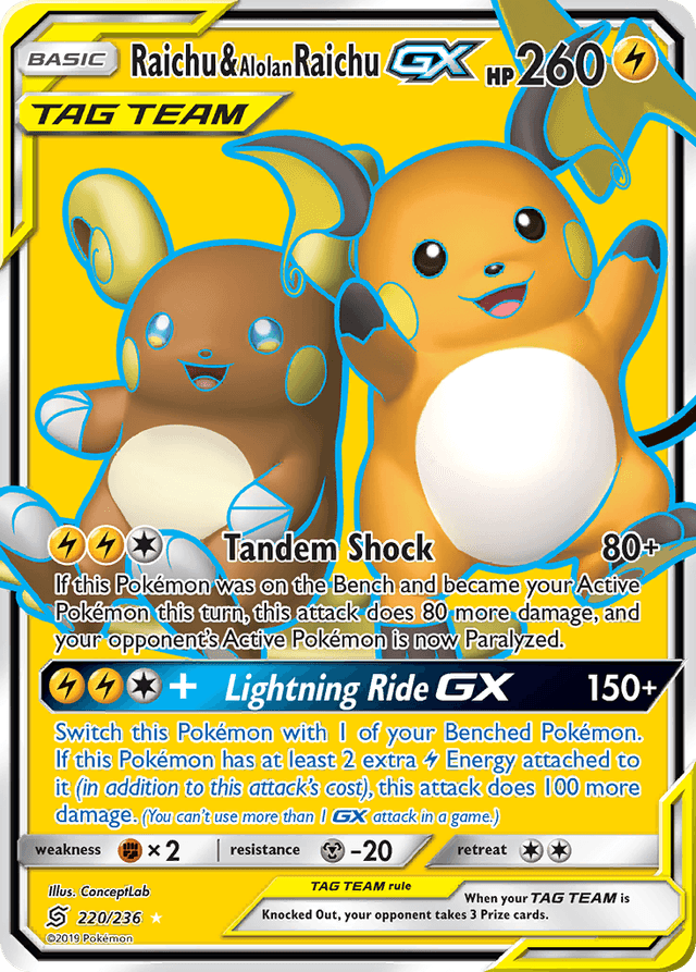 Raichu & Alolan Raichu-GX — Unified Minds #220