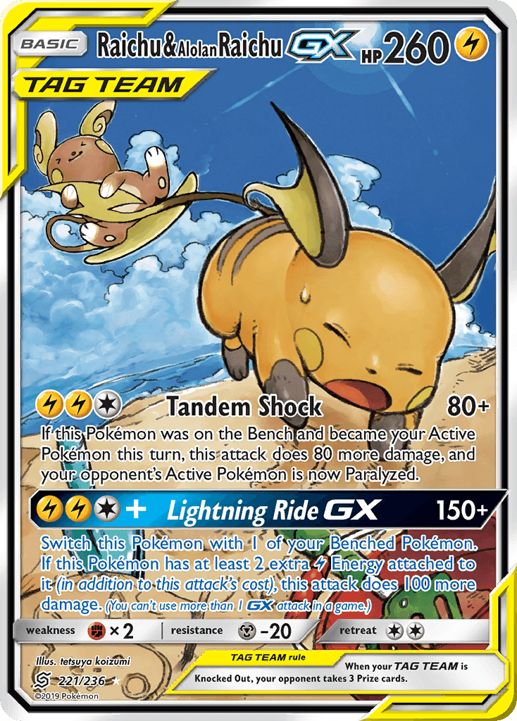 Raichu & Alolan Raichu-GX — Unified Minds #221