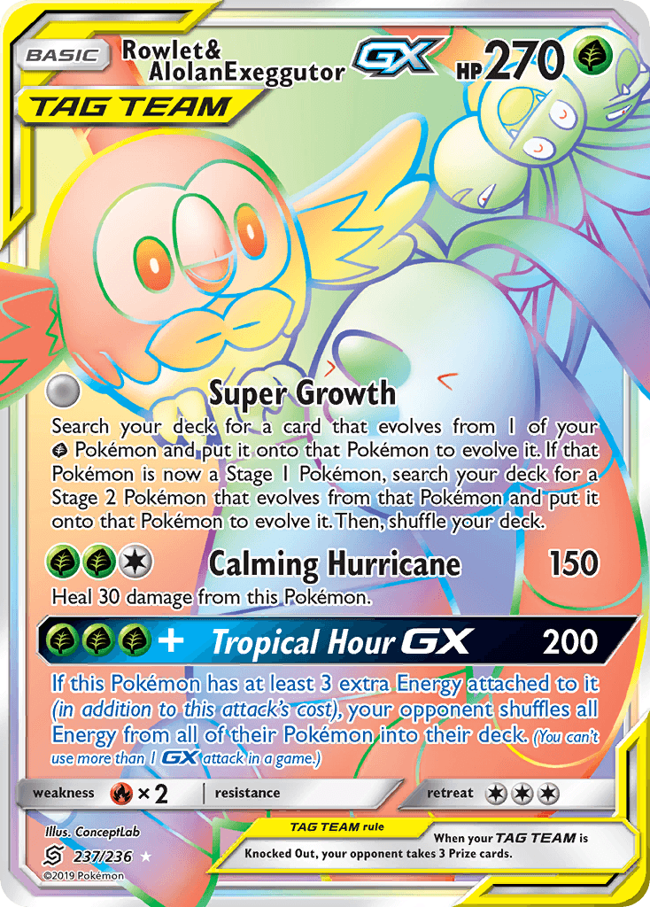 Rowlet & Alolan Exeggutor-GX — Unified Minds #237