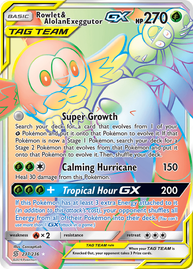 Rowlet & Alolan Exeggutor-GX — Unified Minds #237