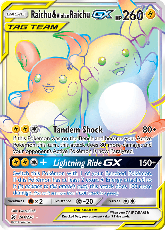 Raichu & Alolan Raichu-GX — Unified Minds #241