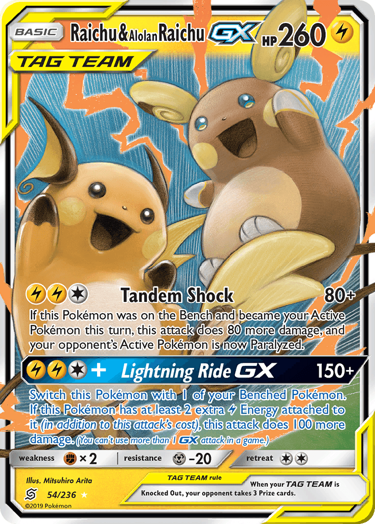 Raichu & Alolan Raichu-GX — Unified Minds #54