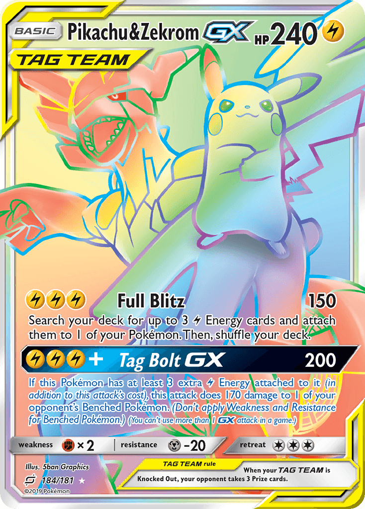 Pikachu & Zekrom-GX — Team Up #184