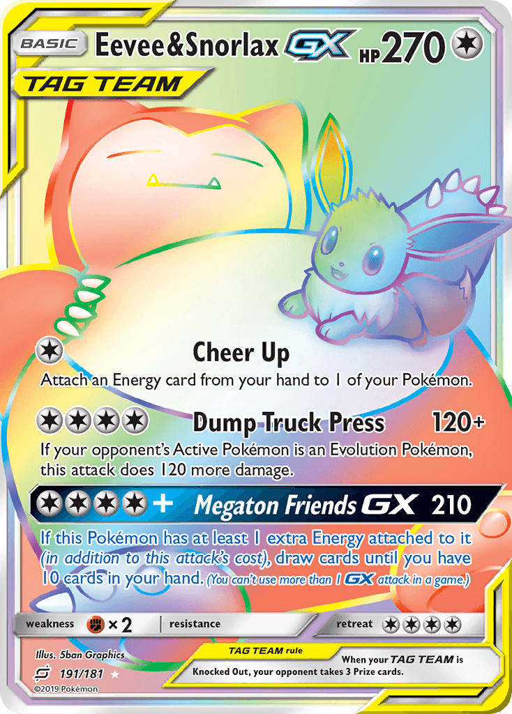 Eevee & Snorlax-GX — Team Up #191