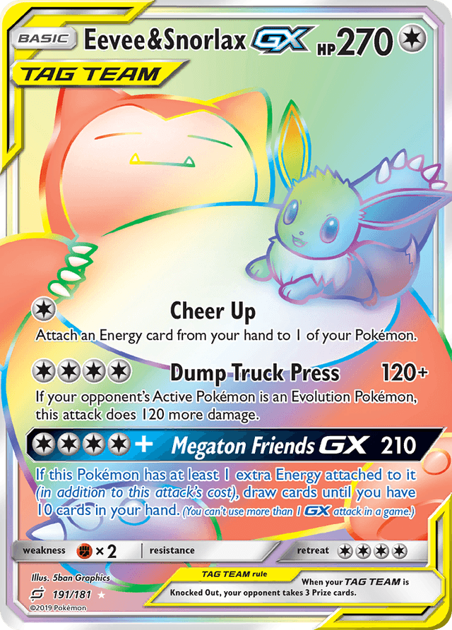 Eevee & Snorlax-GX — Team Up #191