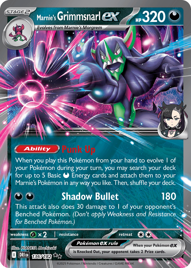 Marnie's Grimmsnarl ex — Destined Rivals #136