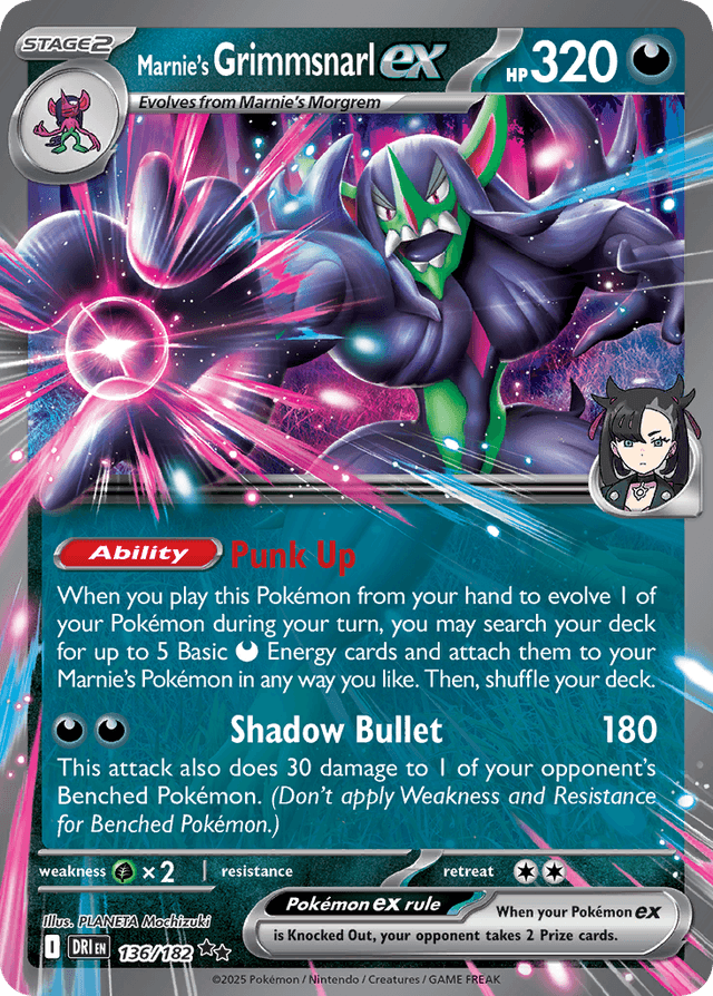 Marnie's Grimmsnarl ex — Destined Rivals #136