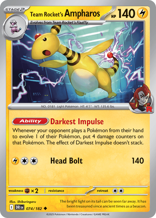 Team Rocket's Ampharos — Destined Rivals #74