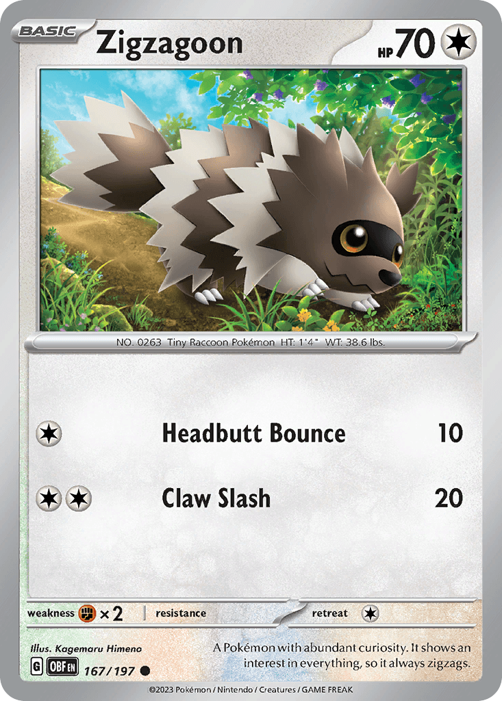 Zigzagoon — Obsidian Flames #167