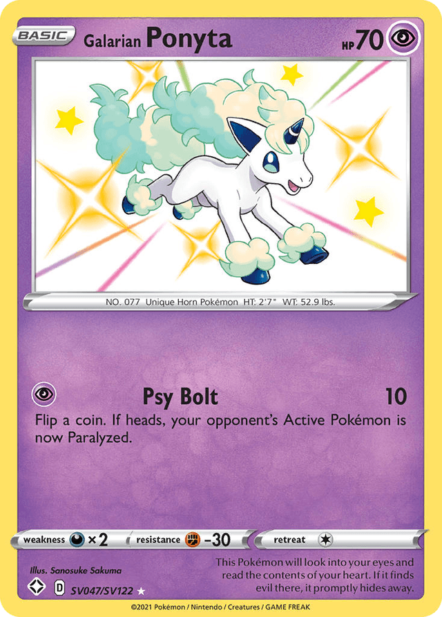 Galarian Ponyta — Shining Fates Shiny Vault #SV047