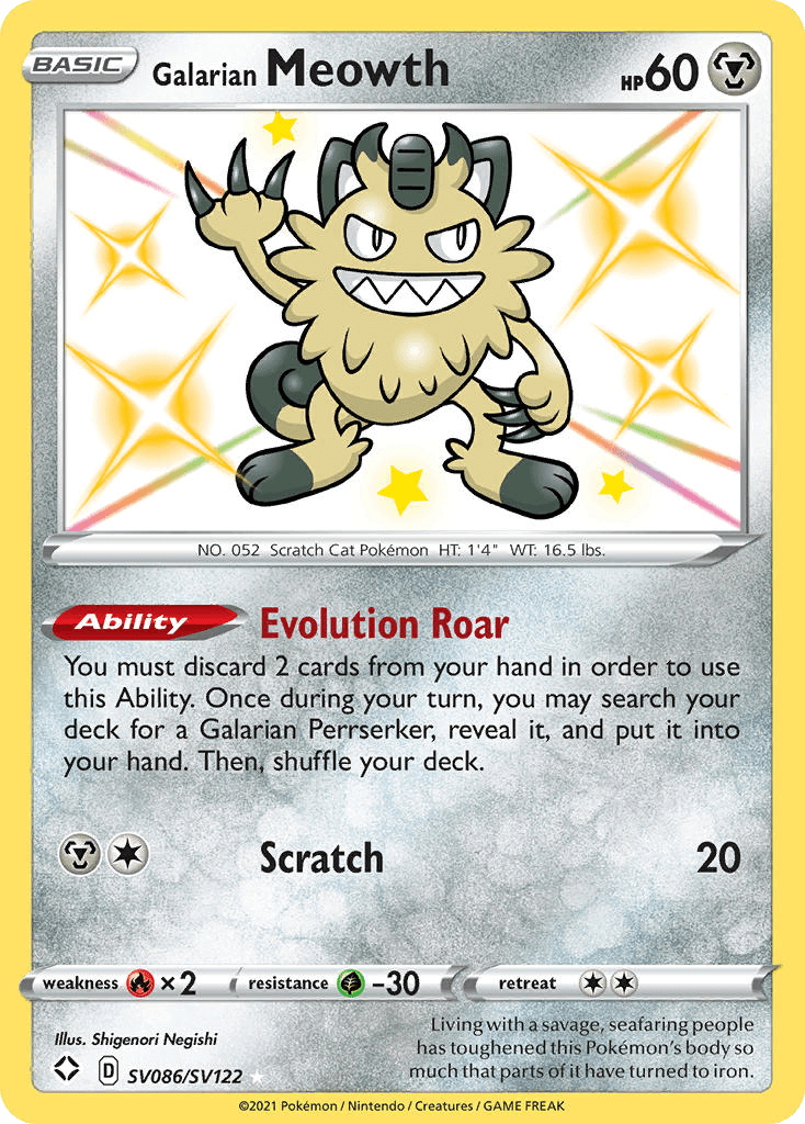 Galarian Meowth — Shining Fates Shiny Vault #SV086