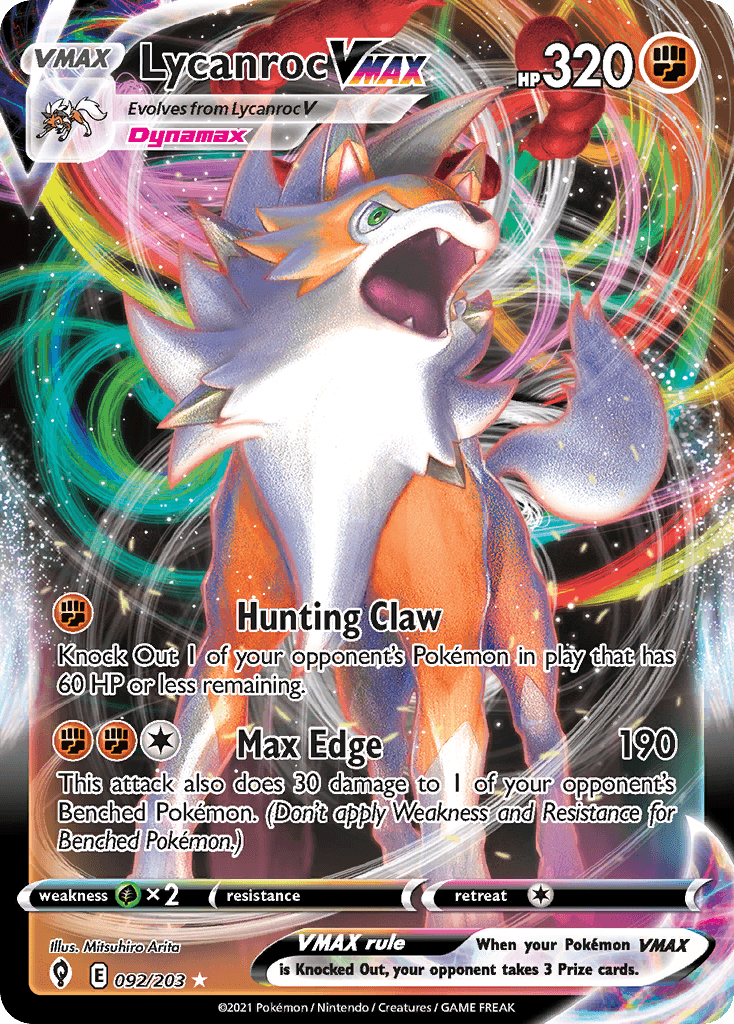 Lycanroc VMAX — Evolving Skies #92