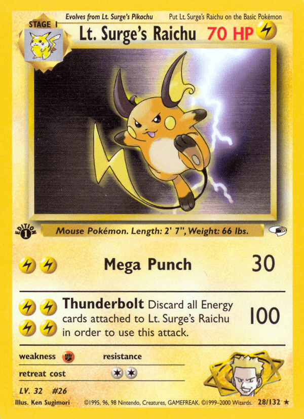 Lt. Surge's Raichu — Gym Heroes #28
