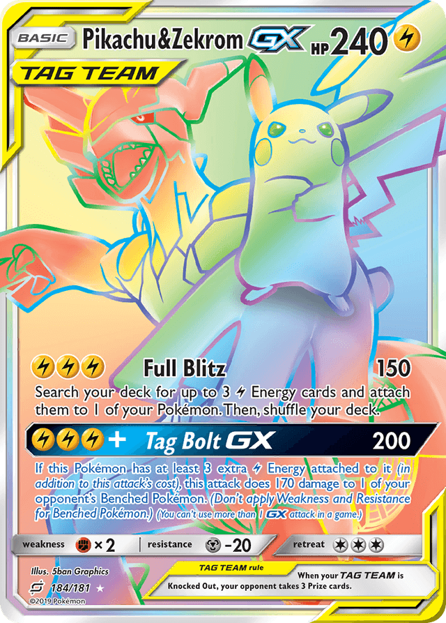 Pikachu & Zekrom-GX — Team Up #184