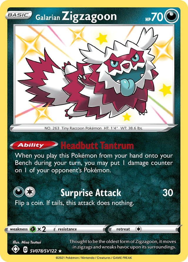 Galarian Zigzagoon — Shining Fates Shiny Vault #SV078