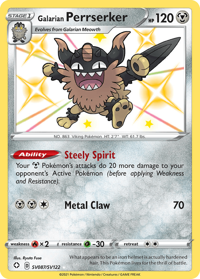 Galarian Perrserker — Shining Fates Shiny Vault #SV087